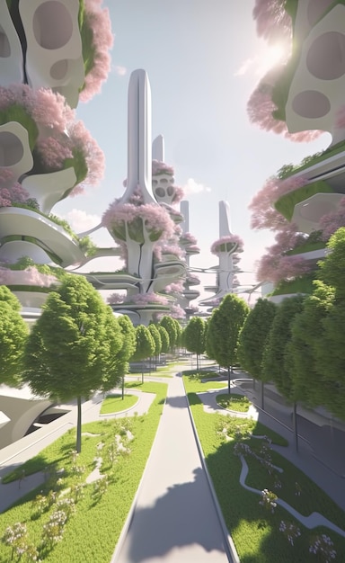 AI Generative Futuristic Sustainable Town