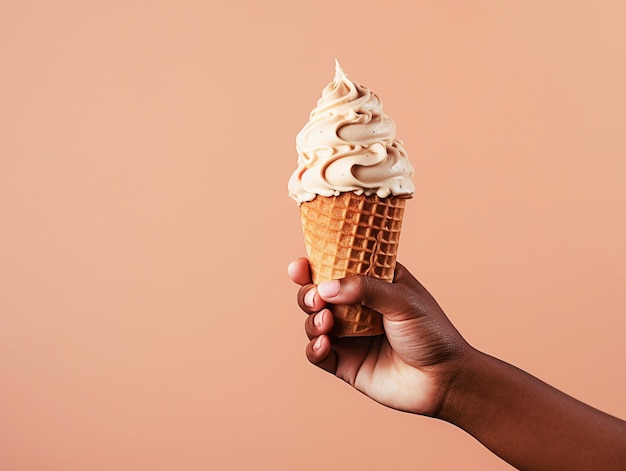 Photo ai generative hand holding ice cream cup