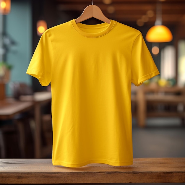 AI generative High quality blank tshirt in yellow color perfect to create mockup preview