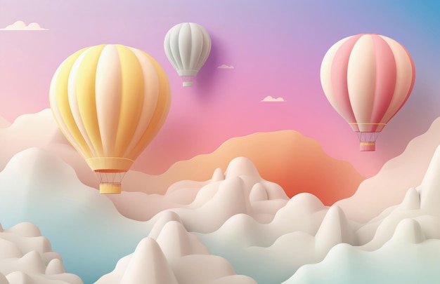 AI generative Hot Air Balloon and Clouds