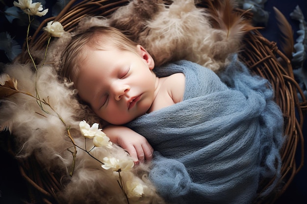 Ai generative image Sleeping newborn baby