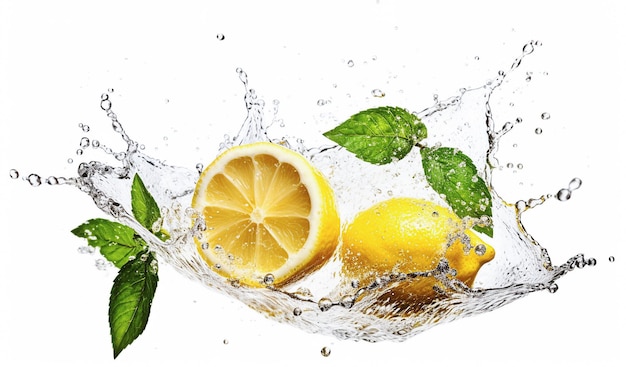 AI generative lemon slices in water splash