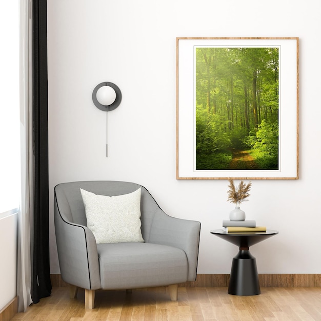 Photo ai generative modern aesthetic minimak living room wall art poster frame