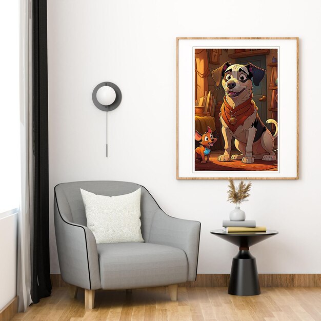 Photo ai generative modern aesthetic minimak living room wall art poster frame