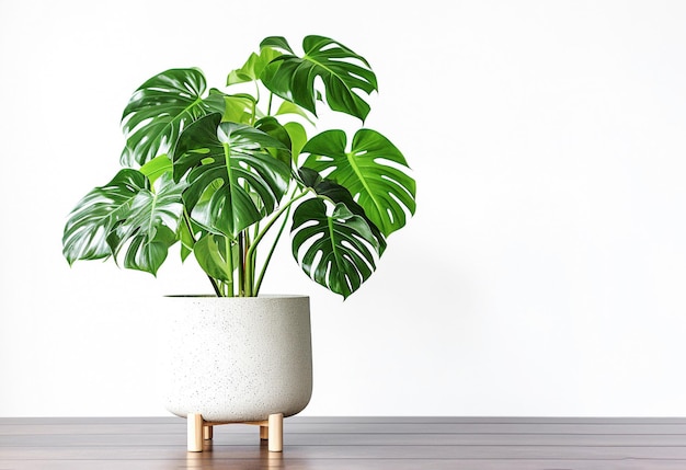 AI generative Monstera in concrete pot on white