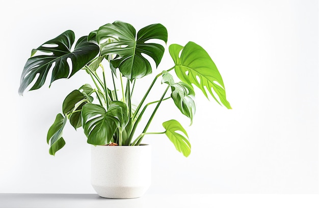 AI generative Monstera in concrete pot on white