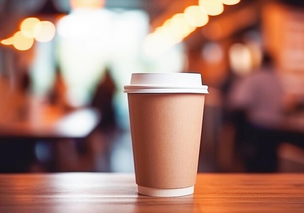 Ai generative Paper coffee cup in coffee shop