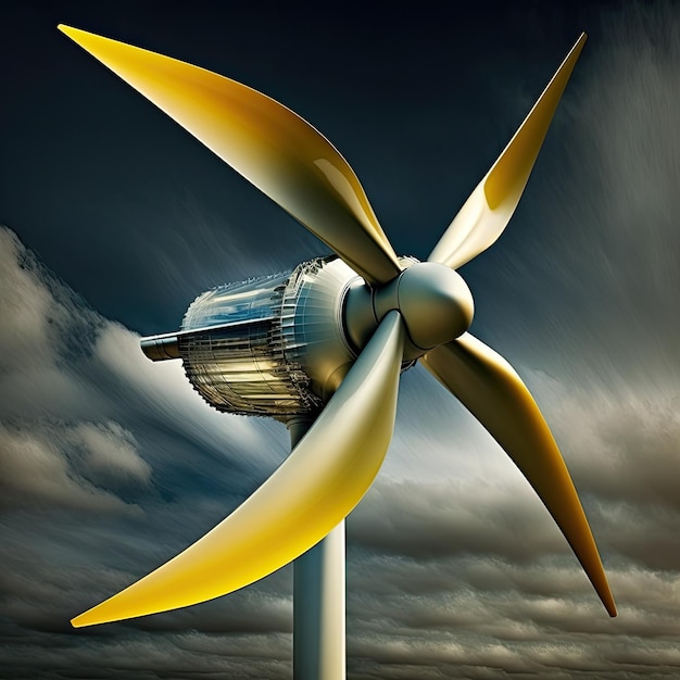 AI generative photo of clean renewable energy Towering turbines harness the power of the wind to produce electricity