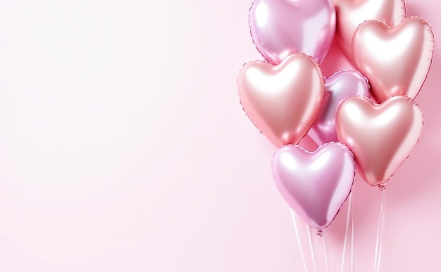 Ai generative Pink background with pink hearts balloons