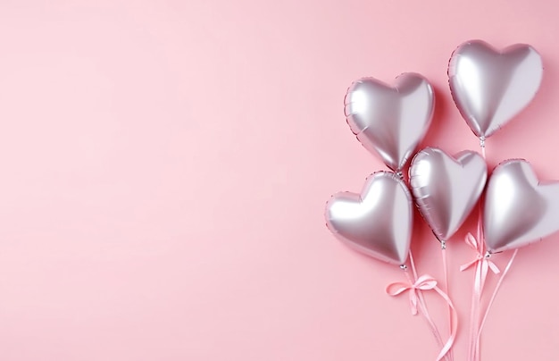 Ai generative Pink background with pink hearts balloons