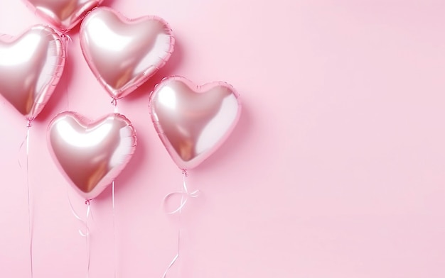 Ai generative Pink background with pink hearts balloons