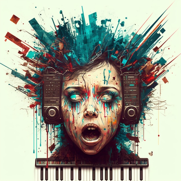 AI 제너레이티브 '음악이 그 위에 있다'라고 적힌 포스터