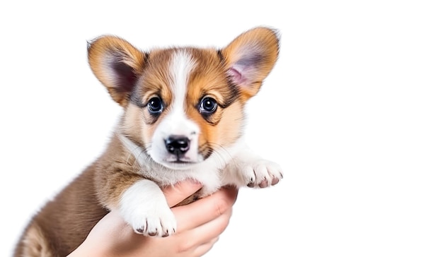 AI generative Puppy Welsh Corgi dog on white