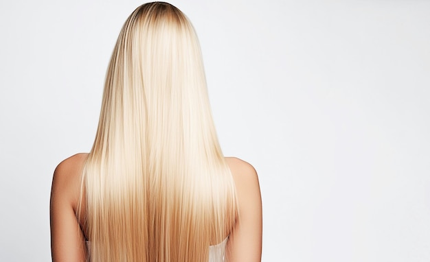 Foto una ripresa generativa di una giovane donna con i lunghi capelli biondi setosi