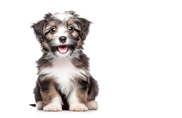 Ai generativo cucciolo di cane havanese rossastro su bianco