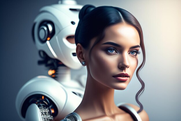 AI generative robotic and cyberpunk women