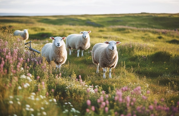 Ai generative Sheeps in a meadow