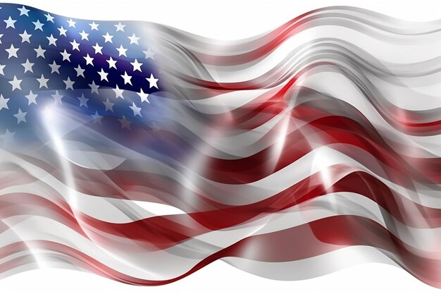 Photo ai generative usa flag color abstract wavy 3d transparent background