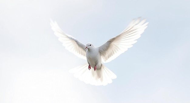 AI generative White dove against blue sky