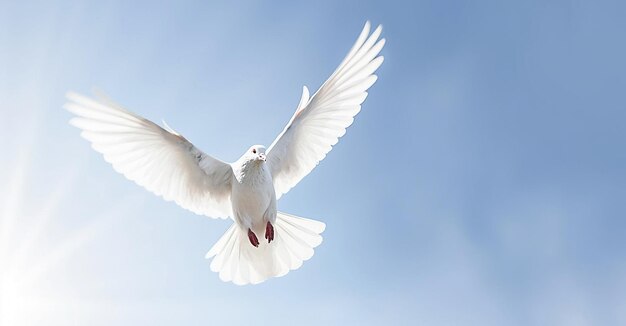 AI generative White dove against blue sky