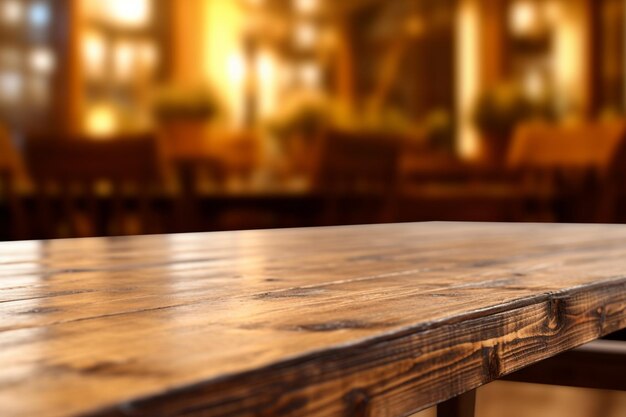 AI Generative Wood table with blurred background