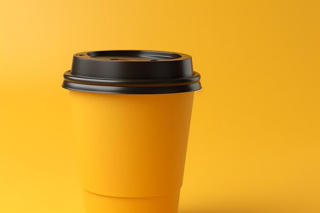 Ai generativepaper cup with coffee on a yellow background ai generative