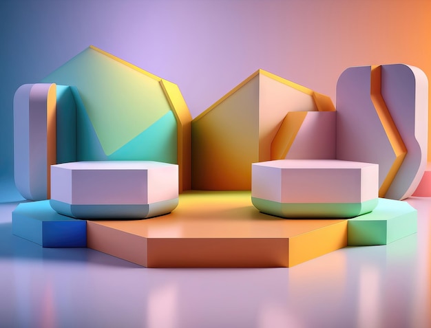 AI genereerde 3D Abstract scene podium mockup voor productpresentatie