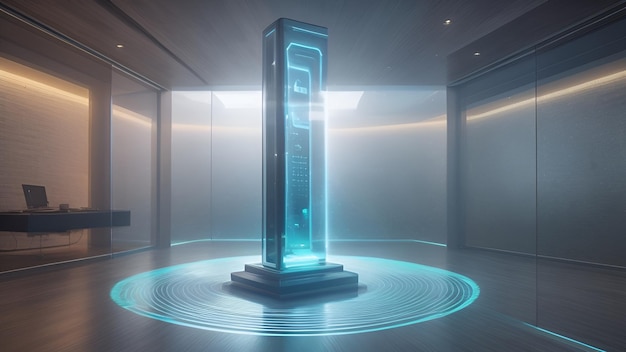 AI genereerde een futuristische telecommunicatiecabine in de vorm van een pilaar