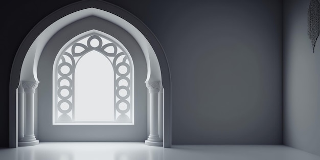 Ai genereerde een illustratie van het architectonisch ontwerp van het interieur van de moslimmoskee