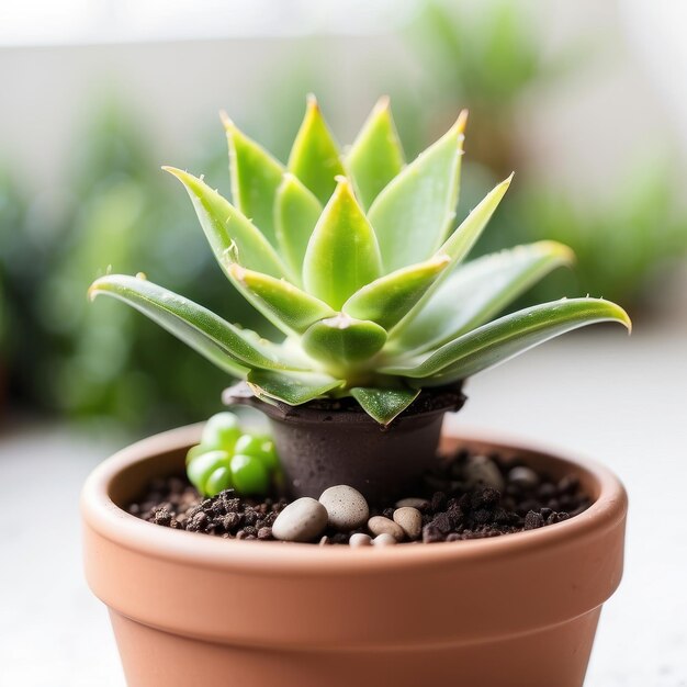 AI genereerde een schattige mini Aloe plant in een pot.