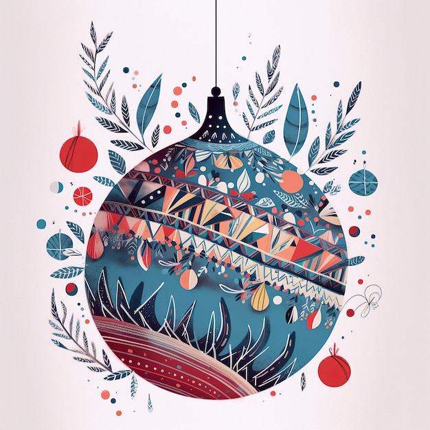 Foto ai genereerde illustratie uniek ontwerp van de kerstbal ornament