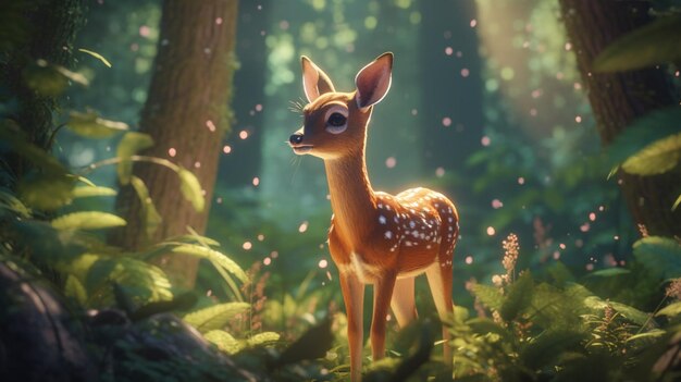 AI genereert illustraties forest fawn 8k UHD Generative Ai