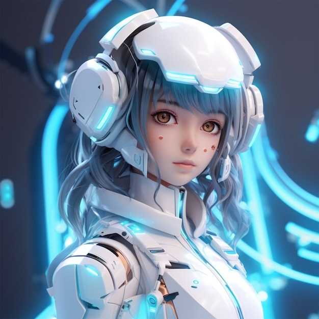 Ai girl futuristic art character