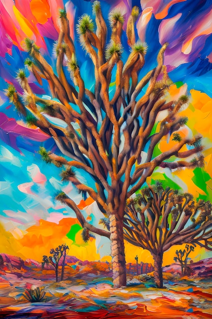 Ai of a haida art inspired joshua tree desert scene