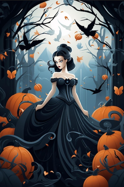 Photo ai halloween women with black hair