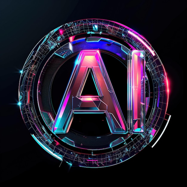 Photo ai holographic futuristic logo design for tech brands