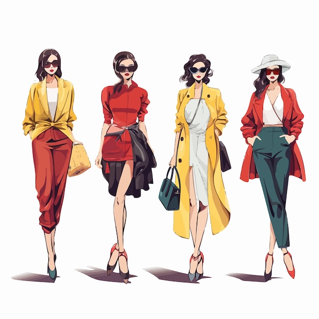 AI Illustratie Mode Meisjes Vrouwen Stijlvolle kleding