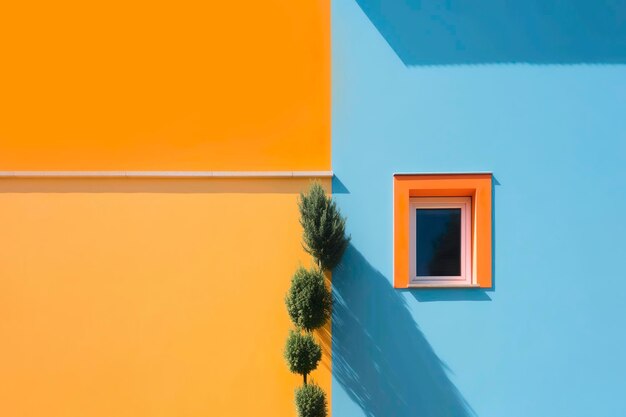 Foto ai-illustratie van een blauw-geel gekleurde muur