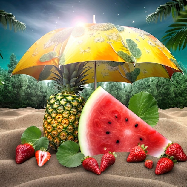 Photo ai illustration of colorful summer food