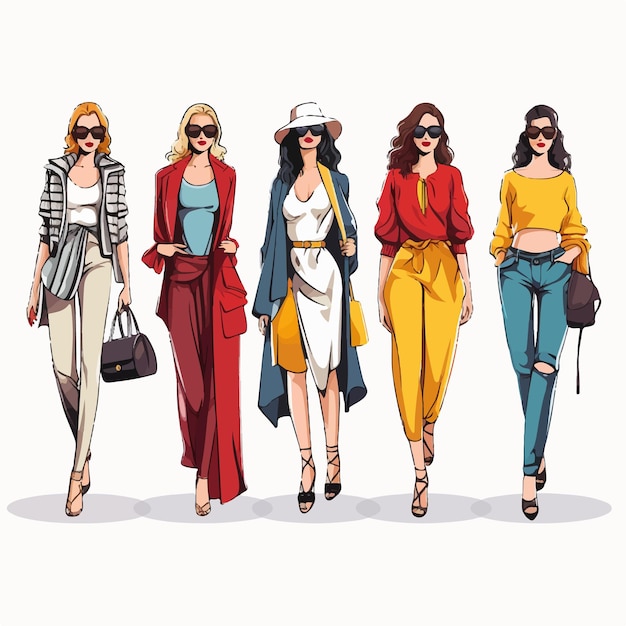 AI Illustration Fashion Girls Women Stylish Clothes