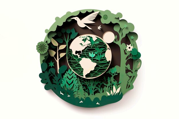 Photo ai illustration of a green planet earth