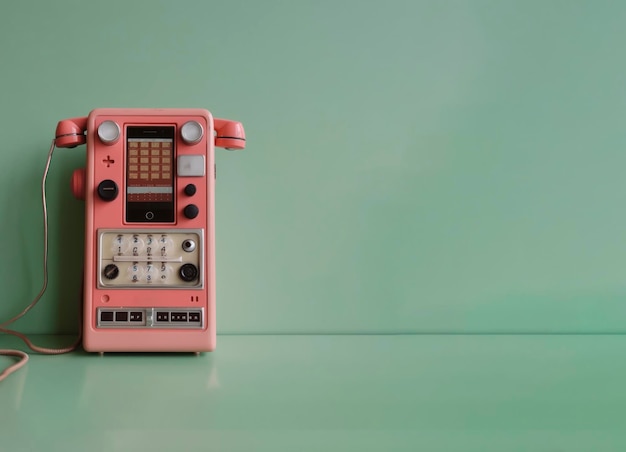 Photo ai illustration of a pink retro phone