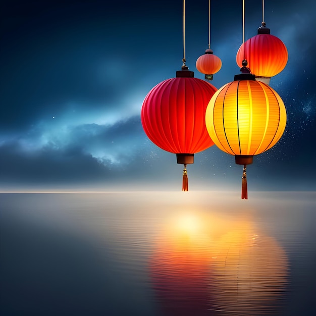 AI image of the Chinese midautumn colorful and glowing lantern festive season