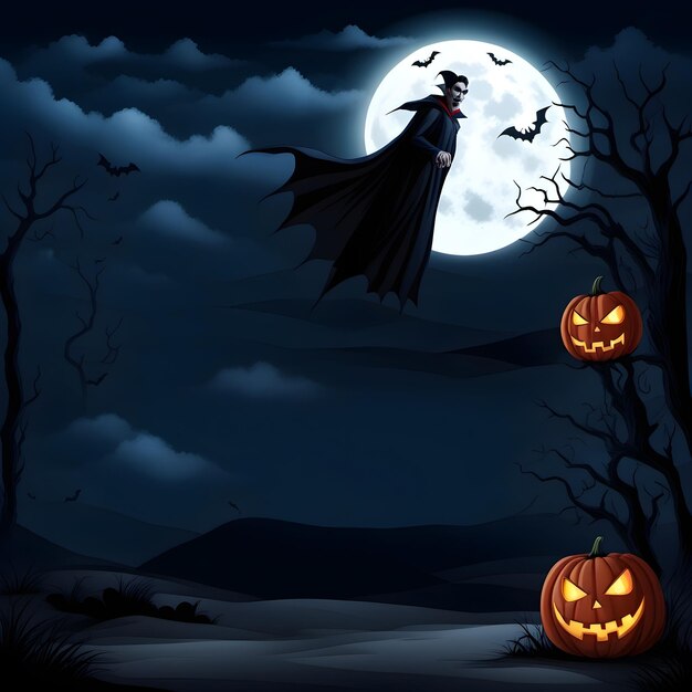 AI image of Dracula or vampire in halloween night wallpaper and backgrond