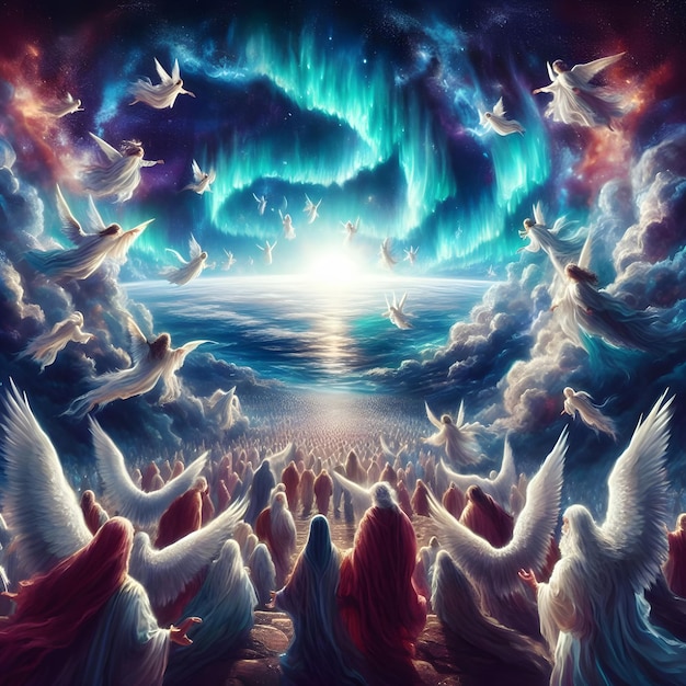 AI painterly image of revelation rapture of the return of Christ to earth