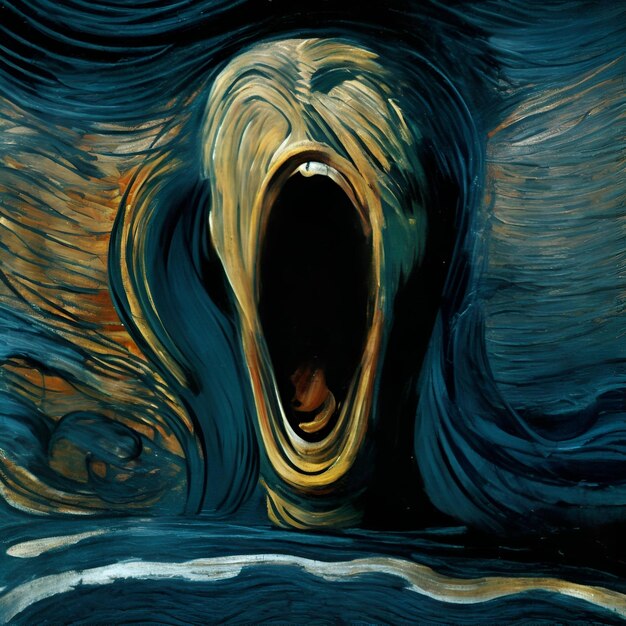 AI of the petrifying looks of the scream munch with Gigeresque style