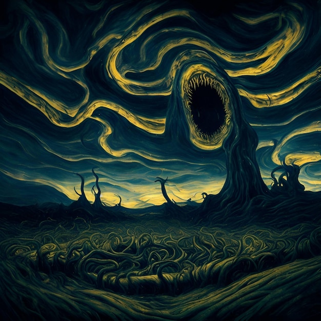 Photo ai of the petrifying looks of the scream munch with gigeresque style