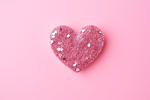 AI Pink plastic glossy heart with dripping paint on a pink background Minimalism