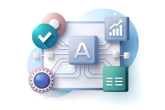 ai qa systems icons for photo stock ai machine learning paired with qa systems for optimizing iso