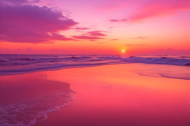 Foto l'ai rivela uno splendido tramonto sulla spiaggia tranquilla generato da ai